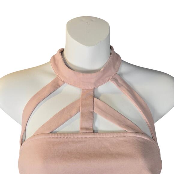 Naked Wardrobe Women Small Caged Halter Bodysuit Cutout Pink Clubwear Festival - Picture 3 of 12